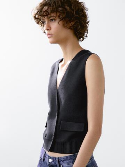 Massimo Dutti Жилет из хлопка, темно-синий