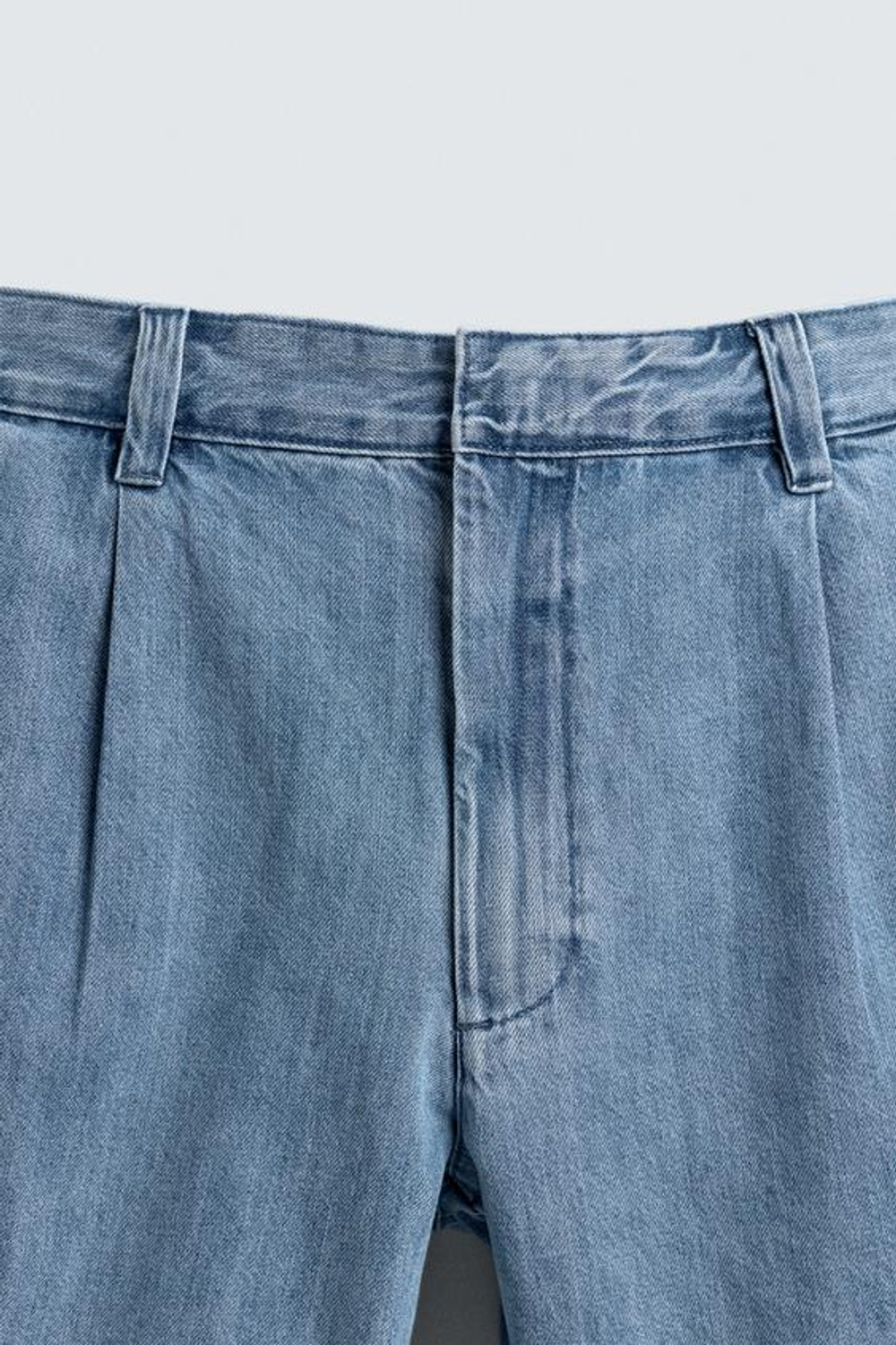 ZARA ШОРТЫ RELAXED FIT СО СКЛАДКАМИ, ГОЛУБОЙ
