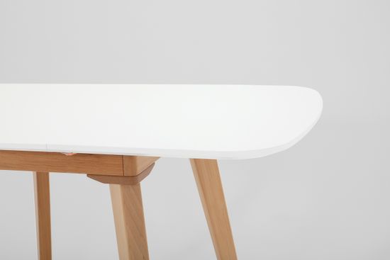 Стол Крит-ОМ (бук/нога б/т светлый бук/столешница белая эмаль)