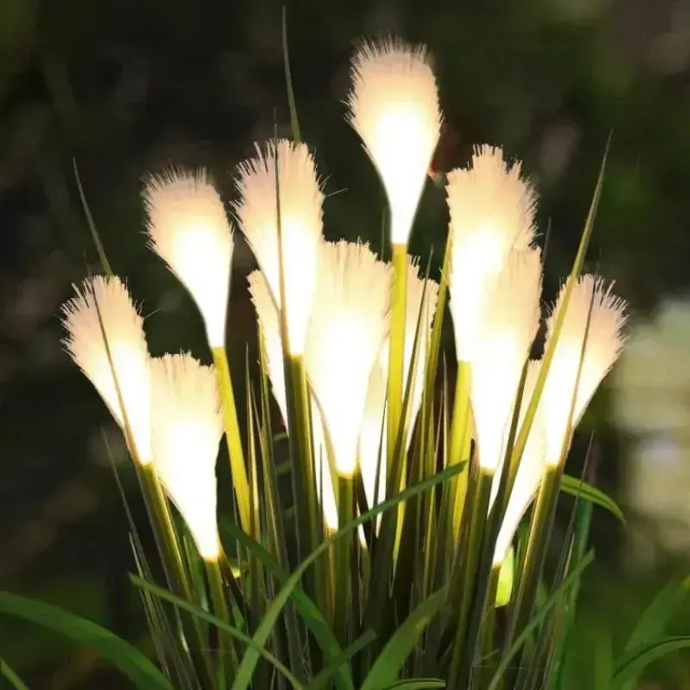 Декоративный садовый уличный светильник на солнечной батарее "Фонарик Тростник" 1 шт. ТРОЙНОЙ