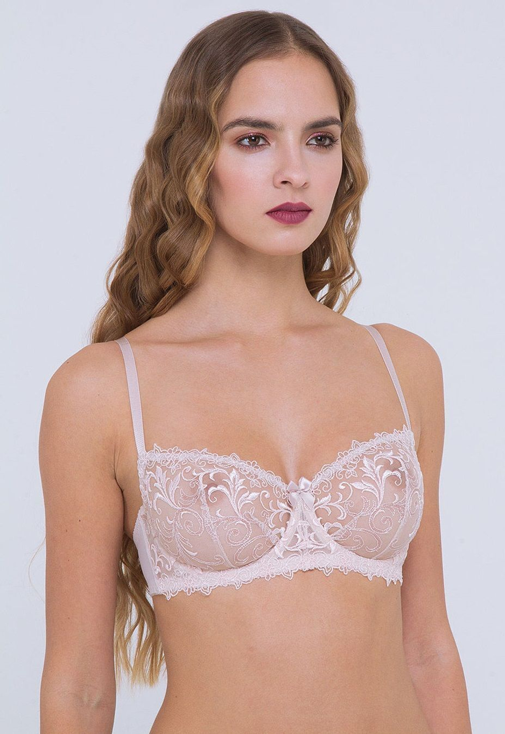 Бюстгальтер с мягкой полупрозрачной чашкой (Размер: 75A) (Цвет: пудровый)