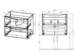 База под керамическую раковину Mia Slim 800 подвесная, 2 выкатных ящика soft close, V.Oak