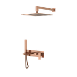 Смеситель встроенный + верхний+ ручной душ Qubic Copper Brushed с изливом