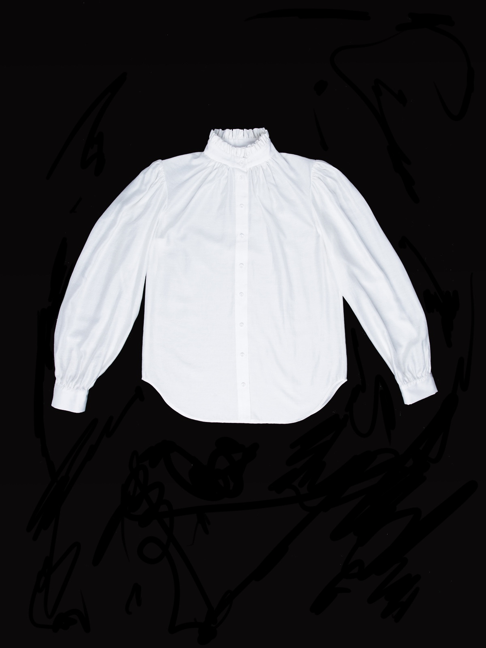 Блуза женская из тенсела и шелка "Крестьянская". Сливочный