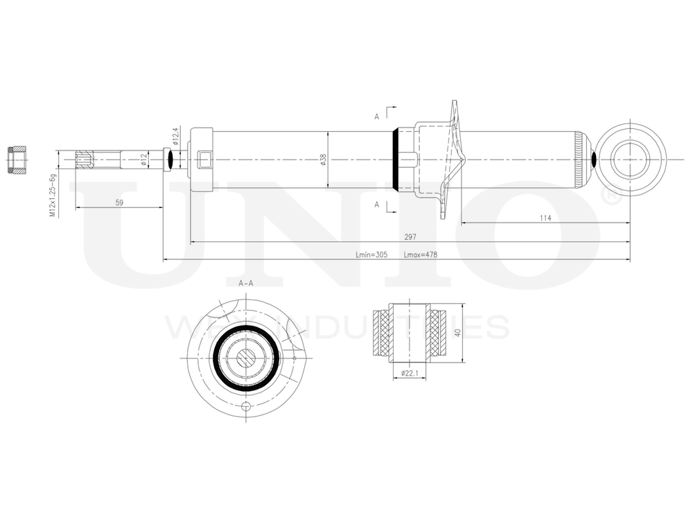 Амортизатор газовый задней подвески UNIO SAB-10749