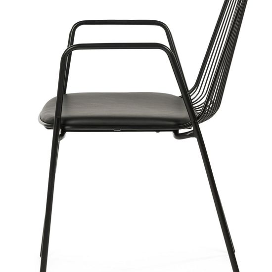 Стул Vivo Armchair металлический черный с подушкой из экокожи
