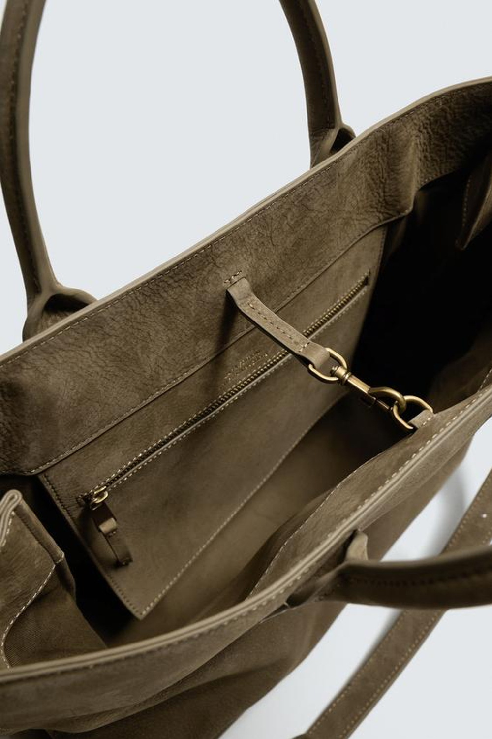 ZARA КОЖАНАЯ СУМКА, СЕРО-КОРИЧНЕВЫЙ