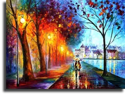 Репродукция " Леонид Афремов - Двое под зонтом"