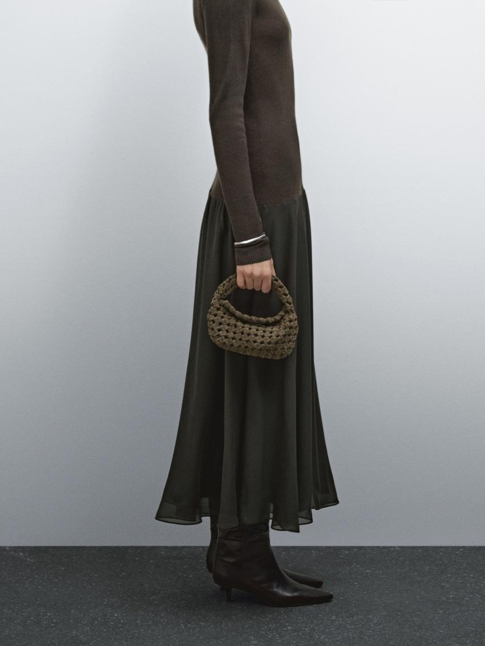 Massimo Dutti Маленькая кожаная сумка, хаки