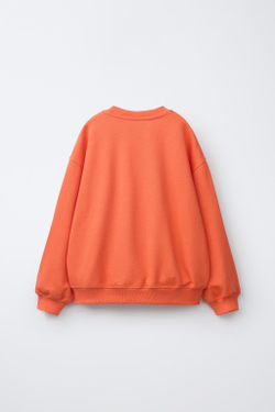 ZARA ТОЛСТОВКА С ВЫШИТОЙ НАДПИСЬЮ, КОРАЛЛОВЫЙ/КРАСНЫЙ