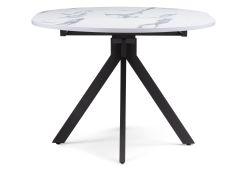 Деревянный стол Бетина 100(130)х100х75 мрамор белый / черный