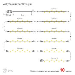 ENON-5B ЭРА Гирлянда LED Нить 5 м теплый свет, 24V, IP44 | Гирлянды