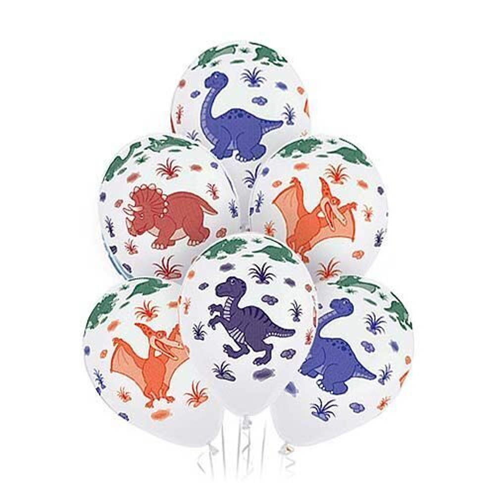 Воздушные шары с рисунками "Динозаврики" 36 см