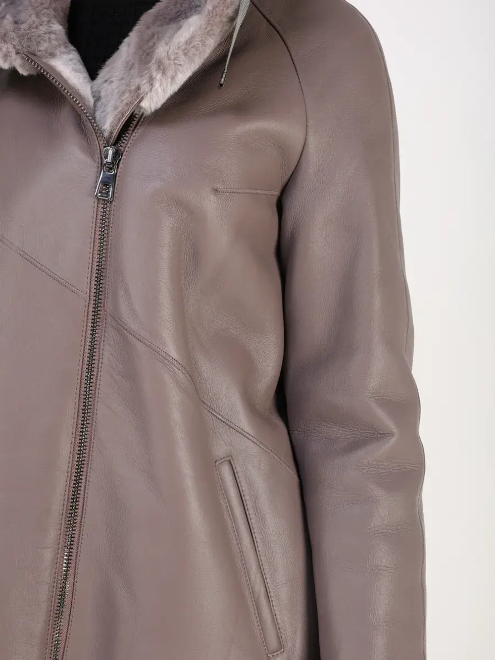 Дубленка зима натуральная удлиненная с капюшоном