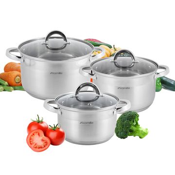 Набор кастрюль 6 предметов Kamille KM-5630S (4,5 л; 5,8 л; 7,8 л) из нержавеющей стали