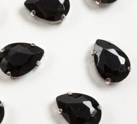 Стразы пришивные стекло в оправе, р. 18 мм, черный
