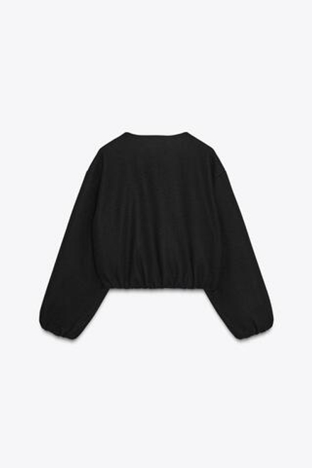 ZARA КУРТКА-БОМБЕР ИЗ МЯГКОЙ ТКАНИ, ЧЕРНЫЙ