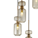 Подвесной светильник 5x60 E14, металл/стекло, античная медь, плафон бежевый