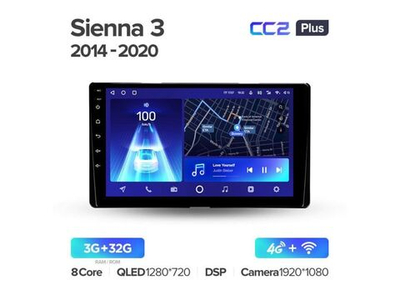 Магнитола Teyes CC2 Plus 3-32 Toyota Sienna 3 XL30 2014-2020 9.0"