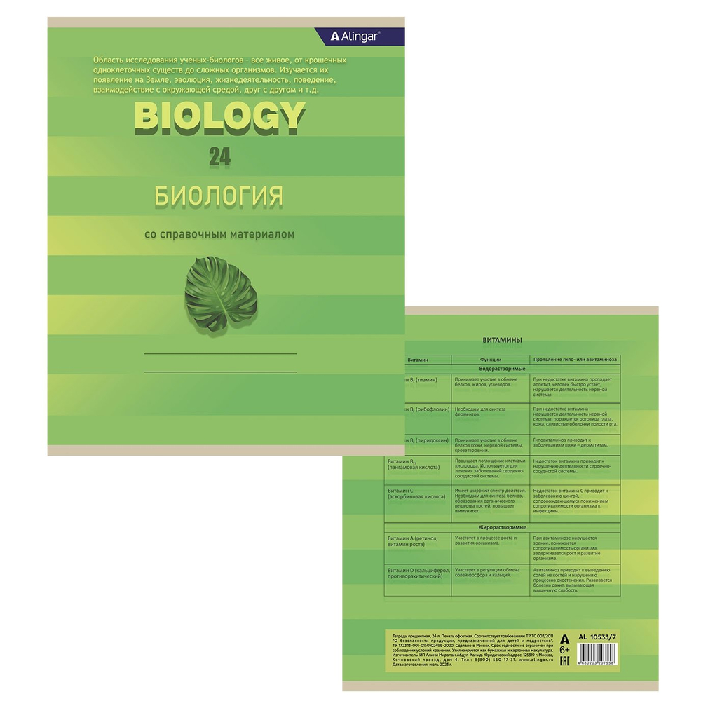 Комплект предметных тетрадей А5 24л., 8 предметов, со справочным материалом, скрепка, мелованный картон (стандарт), блок офсет, Alingar "Минимализм"