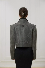 Укороченная косуха с увеличенными плечами, Cерый