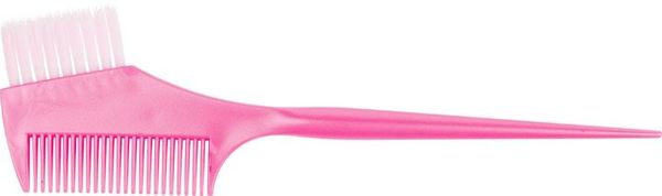 Кисть для окрашивания DEWAL розовая, с расческой белой прямой щетиной, узкая 45мм