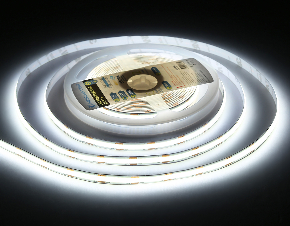 Светодиодная лента GS4653 COB 320Led/ 10W m/ 24V IP20 6500K 5m (2 конт.)