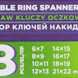 Ключи накидные, набор 8пр. (6х7, 8х9, 10х11, 12х13, 14х15, 16х17, 18х19, 21х22мм) Помощник 5088MP