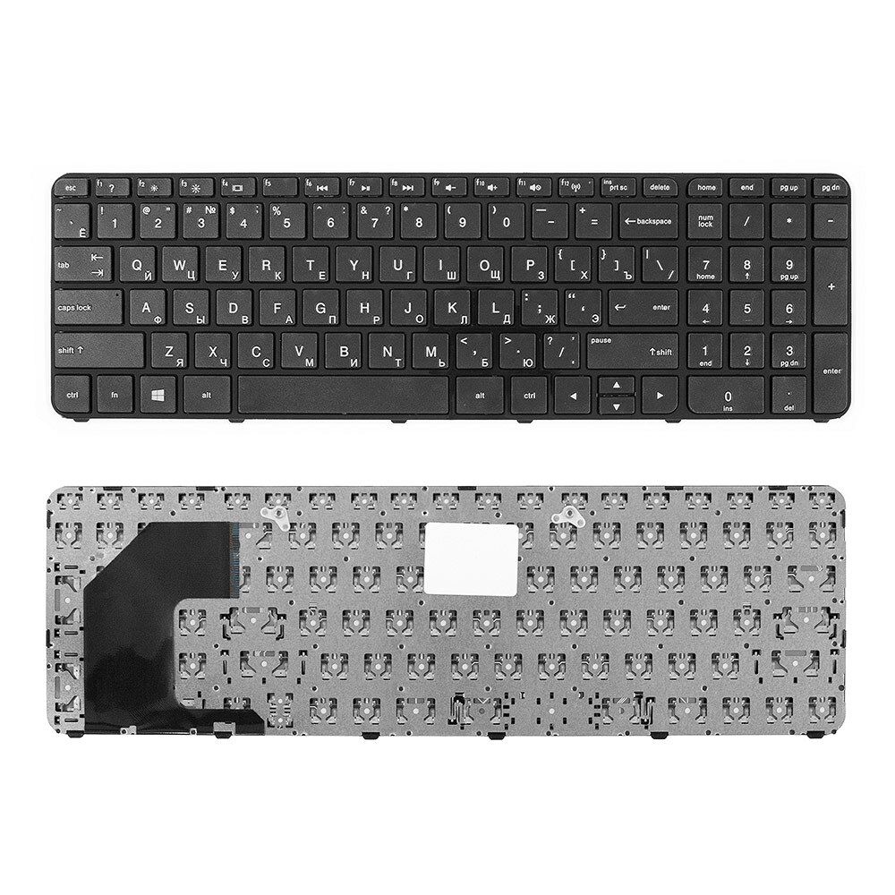 Клавиатура для ноутбука HP 15-b, 15-b100 Series, плоский Enter, черная,с рамкой (TOP-79795)