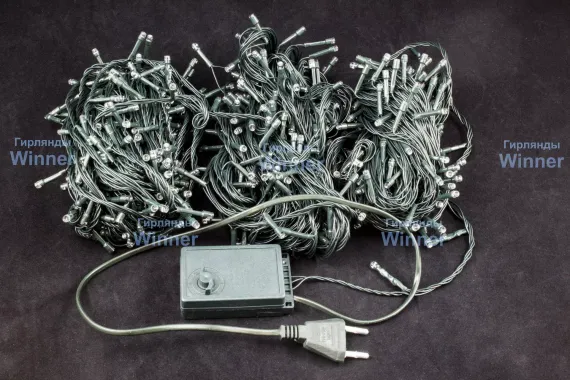 Светодиодная нить 42 м., 220V, 600 разноцветных LED ламп, контроллер, черный провод, Winner (m.01.5B.600-)