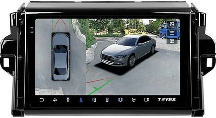 Магнитола для Toyota Fortuner 2015-2022 - Teyes CC3-2K-360 на Android 10, 2K QLED, 6Гб+128Гб, CarPlay, 4G SIM-слот, 4 камеры в комплекте