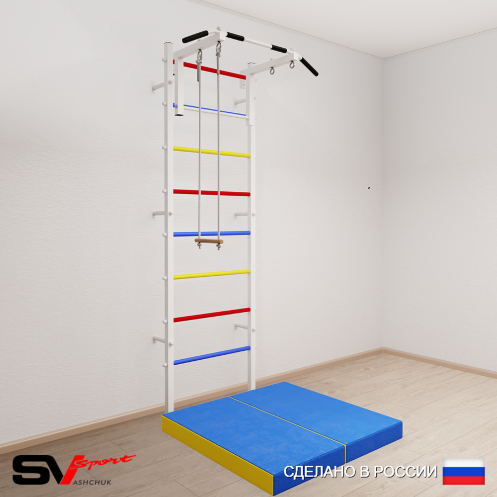 Шведская стенка Sv Sport 5124 (Турник стандарт/Трапеция/Мат 1м)