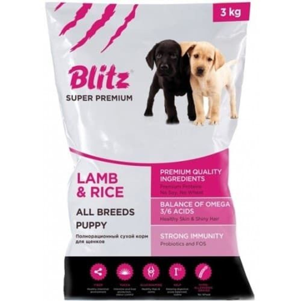 BLITZ 3кг PUPPY Lamb&amp;Rice /полнорационный сухой корм для щенков/