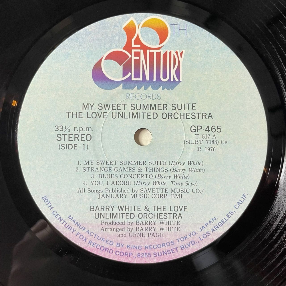 Винтажная виниловая пластинка LP Barry White Love Unlimited Orchestra My Sweet Summer Suite (Japan 1976) (Obi)