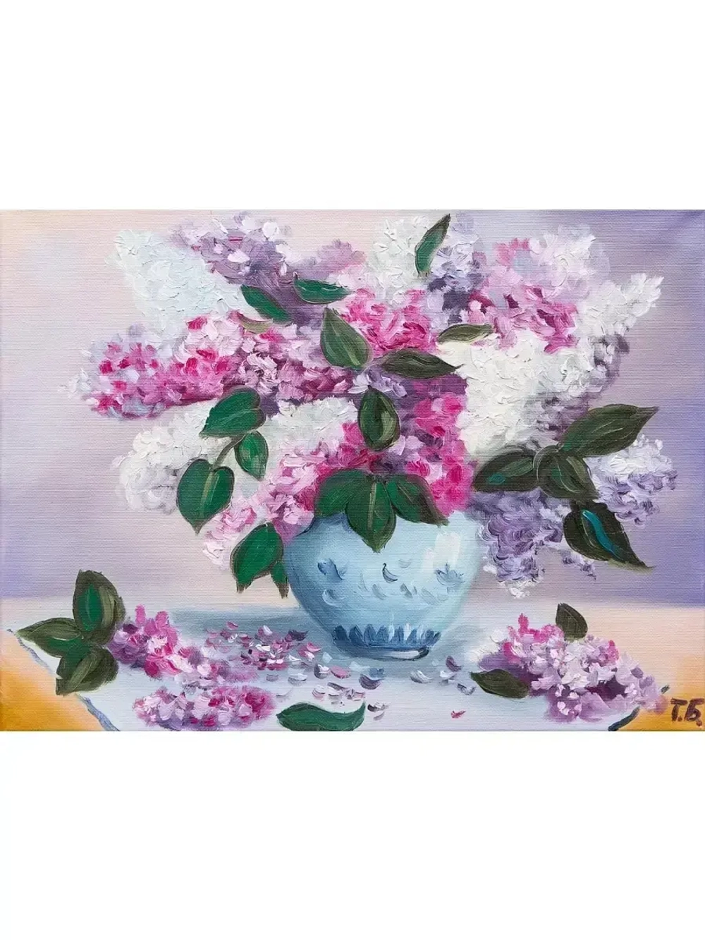Картина маслом Букет сирени Буракова (без рамы)
