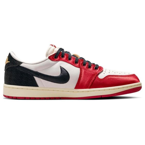 Иордания Air Jordan 1 Винтажные баскетбольные мячи Низкие Белый Черный Красный Юнисекс