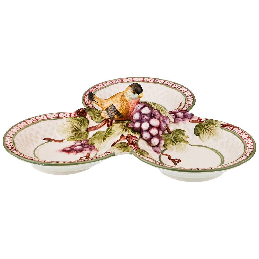 МЕНАЖНИЦА 3 СЕКЦИИ LEFARD "ПТИЦА И ВИНОГРАД" 30*30*8 СМ (КОР=6ШТ.)