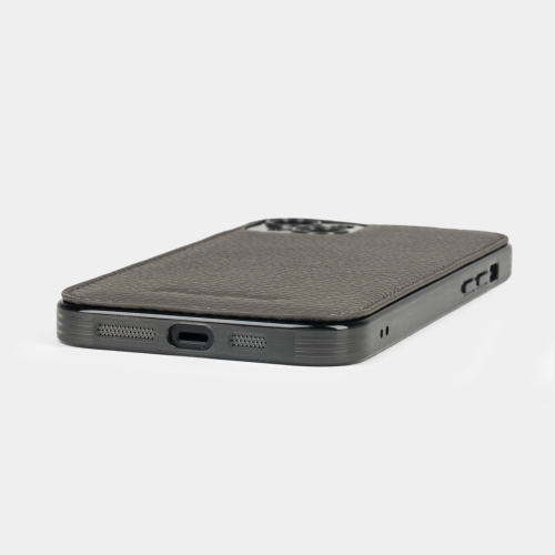 Чехол для iPhone 14 Plus из кожи теленка, серого цвета