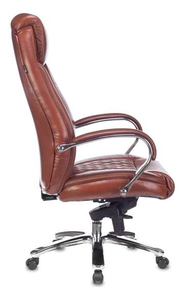 Кресло руководителя Бюрократ T-9924WALNUT светло-коричневый Leather Eichel кожа крестов. металл/дере