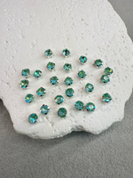 Шатоны 4 мм, Бирюзовый радужный опал в серебре, 25 шт