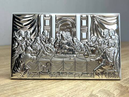 Тайная Вечеря, прямоугольная, белое дерево 90х150