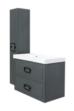 Тумба с раковиной La Fenice Cubo Grigio Twin 90 см FNC-01-CUB-G-90-2 левая, серо-зеленая матовая