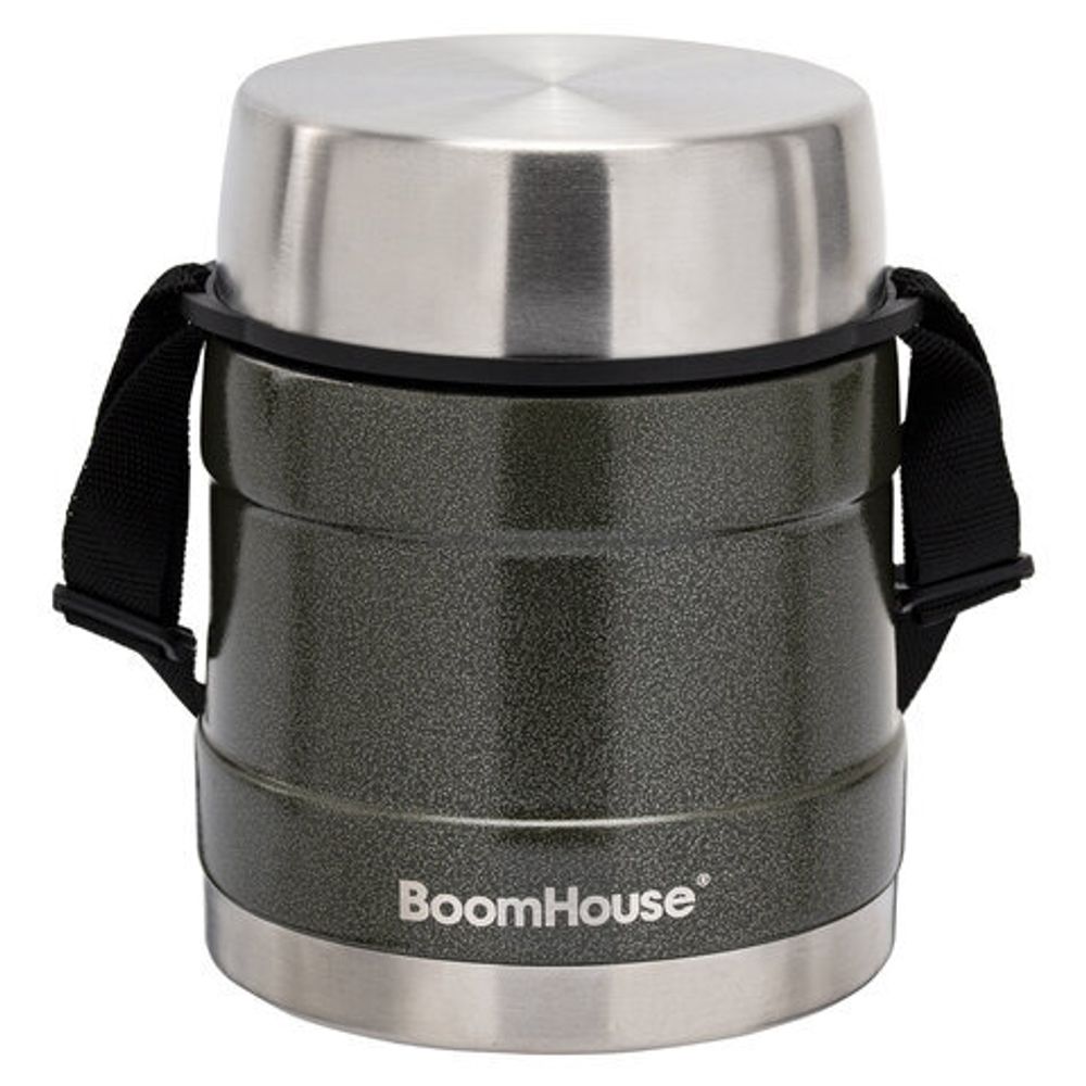 Термос 1 л для еды/напитков с широким горлом, BOOMHOUSE (БУМХАУС) RIBBED, контейнер, нержавеющая сталь SUS304, 700322