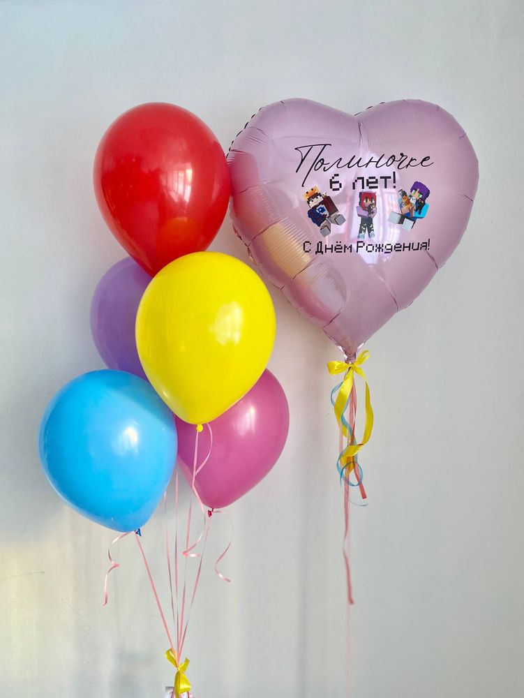 Воздушные гелиевые шарики с доставкой по Хабаровску Майкрафт/Пиксили №4734