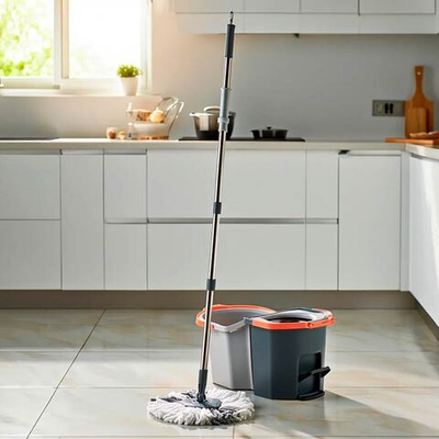 Набор для уборки: ведро 10л с отжимом, швабра с рукояткой 137см, LV-A03-2