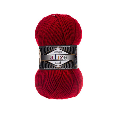 Пряжа Alize (Ализе) Superlana Midi / уп.5 мот. по 100 г, 170м, 056 красный A