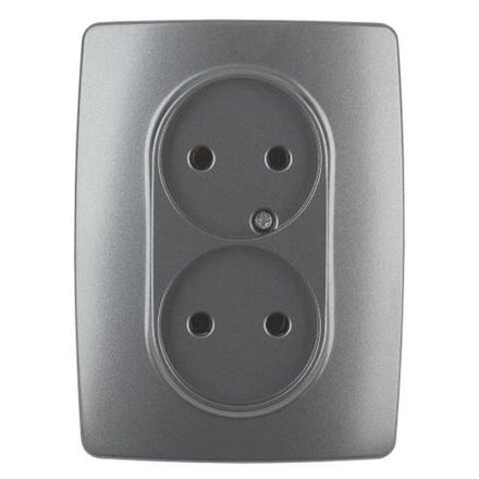 Розетка 2-м СП Эра12 12-2107-12 16А IP20 16AX 250В 2х2P графит Эра Б0031244