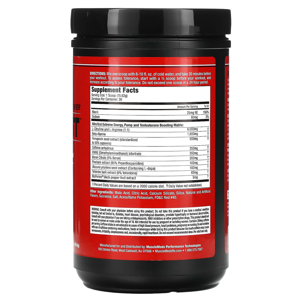 MuscleMeds, Nitrotest, андрогенный предтренировочный комплекс, рокет, 468,6 г (16,53 унции)