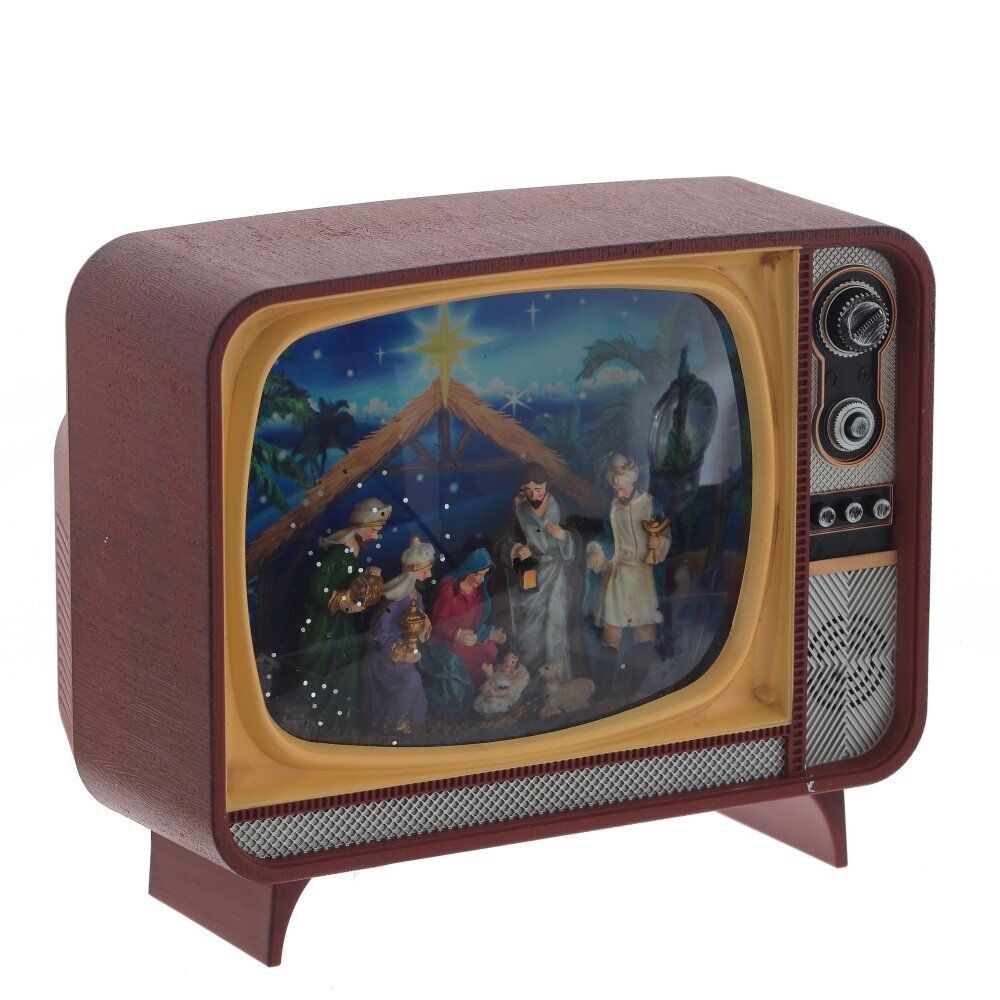 GAEM Изделие декоративное "Телевизор" (подсвет,вьюга,музыка, LR14х3 н/п +USB 100 см), L21 W12 H17 см