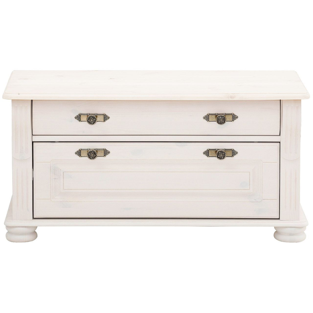 Скамья в прихожую Сюзанна из сосны, 91х42х46 см, белая обувница для хранения вещей и обуви в прихожей